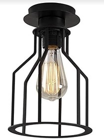 Resim Dylight Retro Metal 1 Li Siyah Tavan Plofyoner Kafes Rustik Avize Siyah dy00128 
