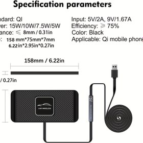 Resim USB Bağlantılı Hızlı Şarj Kablosuz Araba Şarj Padi, 15W, Qi Uyumlu, Kaymaz, iPhone 14/13/12/11 ve Samsung ile Uyumlu, Hızlı Şarj Kablosuz Şarj İstasyonu Araç Yenileme için 