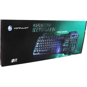 Resim Konfulon V1 Rgb Işıklı Metal Yüzey Türkçe Q Kablolu Gaming Klavye 