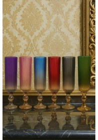 Resim Julia Çift Renk Kristal Ayaklı Kahve Yanı Su Ve Meşrubat Bardağı Sunum Bardağı Çok Renkli 