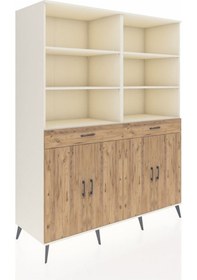 Resim Kronos Gardrop 10 Raflı 2 Çekmeceli 4 Kapaklı 176x59x221 Aytaşı-çam Çam 