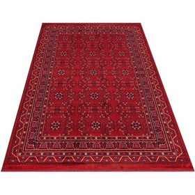 Resim Woolhome Miras 1002 Bordo Etnik Desenli Hav Toz Vermeyen Robot Süpürgeye Uygun Salon Halısı Bordo 