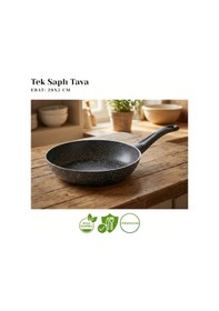 Resim 28 Cm Granit Tek Saplı Tava - Siyah Siyah 
