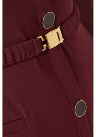Resim Rowen Rose Belted Cardigan Dress, Lüks Örgü Kumaşlı Kuşaklı Şık Triko Elbise Abiye Bordo 40 
