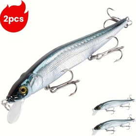 Resim 2 adet Gerçekçi Mackerel Balık Yemi - 11.48cm Derin Dalış Sert Yem, 14g, ABS Malzeme, Çift Renkli Treble saç tokası ve Şeffaf Bıçak ile - Tuna, Bass, Troll, Salmon vb. için Mükemmel, Balıkçılık Yemi 