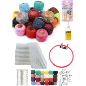 Resim Punch Nakış Seti Havlu Iğne Kasnak 10 Ip Tutkal Panç Iğnesi 