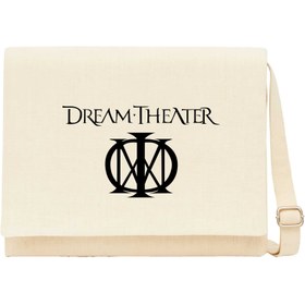 Resim Dream Theather Logo Krem Kanvas Postacı Çantası - Krem 