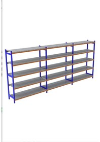Resim 5 Katlı 3'lü Depo Rafı - 300-350 Kg Taşıma Kapasiteli Hafif Rack Raf 50x120x250 Cm Gri 