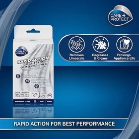 Resim + Protect Kahve Makinesi ve Su Isıtıcıları Temizleyici, Kireç Çözücü, Üniversal, Kireci Çözer ve Kahve ve Çay Kalıntılarını Giderir, 6 Aylık Tedarik Için 6 Poşet 