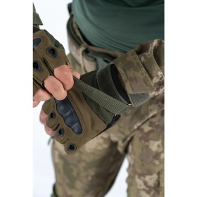 Resim Combat Tactical Outdoor Kesik Parmaksız Eldiven Asker Polis Dağcı Sporcu Bisikletçi Kemik Eldiveni 