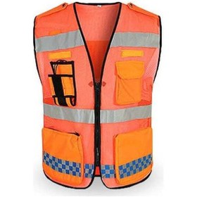 Resim Pazly Yüksek Görünürlü Reflektif İş Yeleği - Cep Fermuarlı, Nefes Alabilir, Uniseks Güvenlik Yeleği 