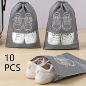 Resim 10 adet Hafif, Ayakkabı Saklama Çantası - Şeffaf Beyaz Bağcıklı Kapatma - Ayakkabı, Sneaker ve Sandaleti Düzenlemek ve Saklamak İçin İdeal - Seyahat ve Ev Kullanımı İçin Mükemmel, Ayakkabı Düzenleme | Şık Ayakkabı Saklama | Dayanıklı Ayakkabı Çantası, Ayakkabı Saklama Organizatörü, Asılı Ayakkabı Organizatörleri 