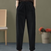 Resim Kadınlar için Zeytin Yeşili Geniş Bacaklı Pantolon - Elastik Bel, Rahat Harem Tarzı Cep Detaylı, Bahar ve Sonbahar için Mükemmel, Şık ve Formal Giyim için Uygun, Rahat Giyim Pantolonları | Elastik Bel Pantolonları | Dokulu 