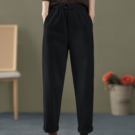 Resim Kadınlar için Zeytin Yeşili Geniş Bacaklı Pantolon - Elastik Bel, Rahat Harem Tarzı Cep Detaylı, Bahar ve Sonbahar için Mükemmel, Şık ve Formal Giyim için Uygun, Rahat Giyim Pantolonları | Elastik Bel Pantolonları | Dokulu 