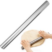 Resim Basit Paslanmaz Çelik Merdane, Pişirme için Uygun, Şeker, Kurabiye, Tart, Mantı, Wonton ve Pizza Hamuru için Mükemmel, Boş ve Hafif Paslanmaz Çelik Hamur Merdanesi 30/25/20cm Mevcut 