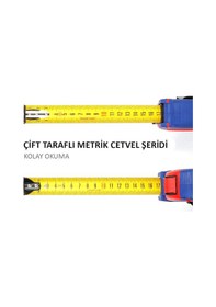 Resim Workpro Wp261041 5mx25mm Naylon Kaplama Sarı Çift Taraflı Manyetik Çelik Şerit Metre Standart 