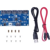 Resim Alfais 5136 1 To 5 Sata Port Hub Çoklayıcı Swıtch Adaptör Splitter Kart Çevirici 4 Çoklu 