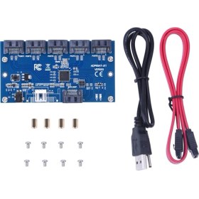 Resim Alfais 5136 1 To 5 Sata Port Hub Çoklayıcı Swıtch Adaptör Splitter Kart Çevirici 4 Çoklu 