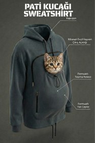 Resim Petolojim Pati Kucağı Sweatshirt (Kanguru Keseli Kedi-Köpek Taşıma Kıyafeti) S/M Beden Oversize 