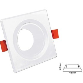 Resim Gu10 Dekoratif Kare Plastik Kasa Beyaz 2 Adet 