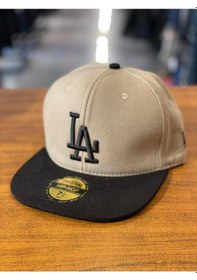 Resim La Lakers Bej Siyah Hiphop Snapback Rapper Basket Cap Şapka 