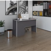 Resim Kenzlife Ofis Masası Miyamoto Gri Sağ 75 170 60 Raflı Dolap Bilgisayar Çalışma Masası 