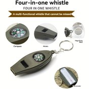 Resim 4'ü 1 arada Acil Durum Kurtarma Zil, Pusula, Büyüteç ve Termometre ile - Yüksek Frekanslı Açık Hava Macera Ekipmanı, ABS Malzeme, Kamp ve Yürüyüş için Çok Fonksiyonlu Yaşam Zili 