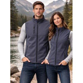 Resim Toker Tekstil Softshell Yelek - Su Geçirmez Kolsuz Günlük Kullanım İçin Füme Renkli 