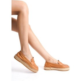 Resim Mubiano Hakiki Deri Mbsvk23a001-tb Kadın Taba Espadril & Babet Taba 