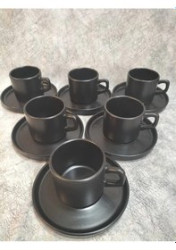 Resim Keramika 8 Cm Stackable Çay Fincanı Mat Siyah 6 Kişilik Mat Siyah 