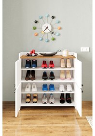 Resim Ae-3060 Forum Beyaz 4 Kapaklı, 4 Raflı, Ayakkabılık, Çok Amaçlı D Beyaz 