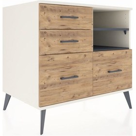 Resim Kronos Şifonyer 2 Raflı 4 Çekmeceli 88x59x80 Aytaşı-antrasit/çam Antrasit/çam 