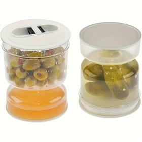 Resim 1 adet Kapaklı Mühürlü Turşu & Zeytin Kavanozu, Dahili Süzgeçli - Kuru/İçin Ayrım, Suyu Filtreleme için Mükemmel - İdeal Mutfak Aksesuarı 