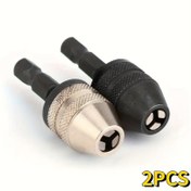 Resim 2 adet Anahtarsız Matkap Uç Adaptörü, 1/4" Altıgen Şaft Matkap Ucu, Hızlı Değiştirme Dönüştürücü Adaptörü, Metal, Altıgen Sap, Güç Gerektirmez, Ev Dekorasyon Aletleri Aksesuarları 