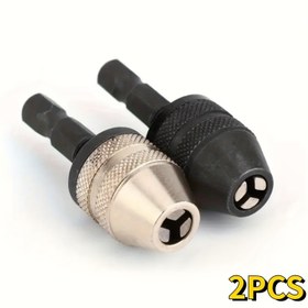 Resim 2 adet Anahtarsız Matkap Uç Adaptörü, 1/4" Altıgen Şaft Matkap Ucu, Hızlı Değiştirme Dönüştürücü Adaptörü, Metal, Altıgen Sap, Güç Gerektirmez, Ev Dekorasyon Aletleri Aksesuarları 