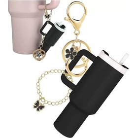 Resim Lemestar Mini Kumbara Anahtarlık Çift Yönlü: Çantaya/su Bardağına Asılabilir, Dudak Kremi/ Ruj Taşıyabilir, Papatya Ve Çiçek Takıları İle Pla+alloy Malzeme 