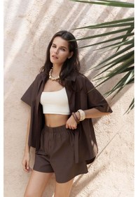 Resim Mai Collection Mai Studios Co. Corfu Kahve Gömlek Şort Takım Kahve 