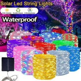 Resim 1 adet Açık LED Güneş Peri Işıkları 8 Modlu Güneş Çiçek Işıkları 32.0 metre/21.95 metre/11.89 metre/7.01 metre Güneş Dize Işıkları Bahçe Patio Noel Ağacı Parti Düğün ve Çeşitli İyi Aktiviteler Süsleme Çok Renkli 