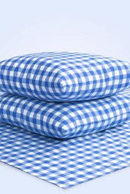 Resim AfgTech Piknik Seti 170x170cm Piti Kareli Piknik Örtüsü, 40x40cm 4 Adet Minder Mavi 