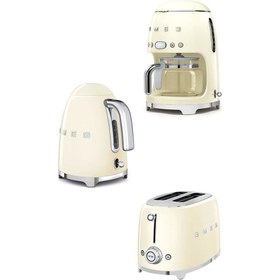 Resim Smeg 50's Style Krem Kettle - 1x2 Ekmek Kızartma Makinesi Ve Filtre Kahve Makine Seti-KREMKLFTSFCDF 