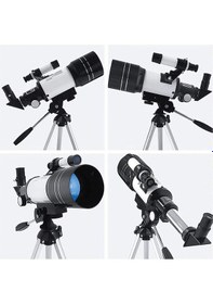 Resim Profesyonel Astronomik Teleskop 70mm Lensli Tripodlu Uzay Gözlem Dürbünü Ay Gözlem Teleskobu 