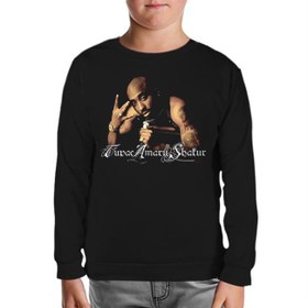 Resim Tupac Shakur Siyah Çocuk Sweatshirt 