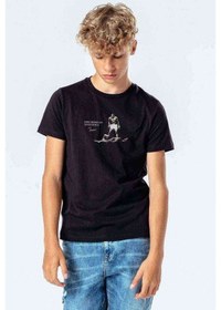 Resim Muhammad Ali Boxer Baskılı Unisex Çocuk Siyah T-Shirt 