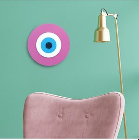 Resim Minimalist Fuşya Nazar Boncuğu El Yapımı Ahşap Büyük Nazarlık 20 