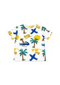 Resim Beniizle Desenli Erkek Çocuk Pijama Takım Beyaz 
