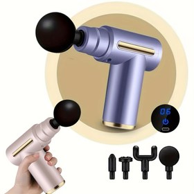 Resim 6 Parça Taşınabilir Masaj Tabancası Seti, LED Dokunmatik Ekranlı, Şarj Edilebilir Lityum Pil, 4 Değiştirilebilir Başlık, USB Şarj, Kas Gevşetici Fasya Masaj Aleti - 10 Önemli Bayram İçin İdeal Hediye (Noel, Cadılar Bayramı, Sevgililer Günü, Şükran Günü vb.) 