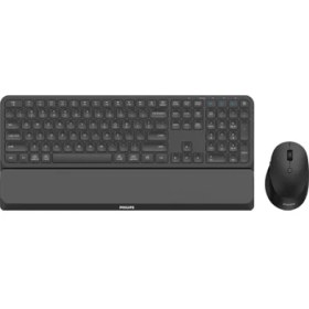 Resim Philips SPT6607B, Siyah, Türkçe Q, 2.4Ghz ve Bluetooth Kablosuz, Bilek Destekli, Multimedya Klavye M 