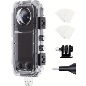 Resim Wangxi Insta360 X4 İçin 45m Derinlik Koruma Dalış Kılıfı Şeffaf Plastik Gövde Sualtı Fotoğrafçılık Vlog Aksiyon Kamerası 