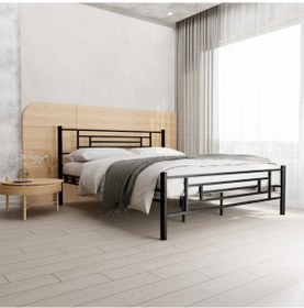 Resim Manolya Çift Kişilik Metal Karyola A Kalite, Ses Çıkarmaz ,ölçülü Model Karyola Siyah 