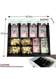 Resim 6 Banknot 4 Madeni Para Gözlü Gizli Evrak Hazneli Plastik Çekmece İçi Para Düzenleyici 36,5x33,5x7cm 